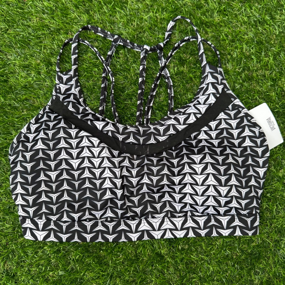Victoria's Secret Sport Sports Bra Medium Black White Strappy Mesh NWT